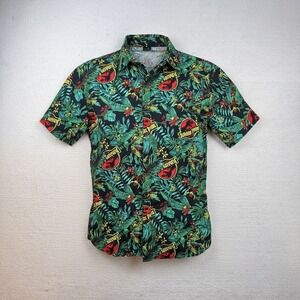 Jurassic World Dominion Mens Large Tropical‎ Floral Button Down Shirt Cotton